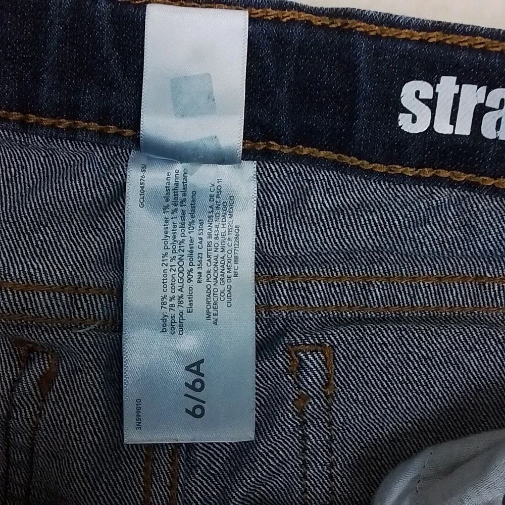 Carters Boys Straight Fit Jeans Sz 6 Dark Wash Denim Adjustable Waist‎